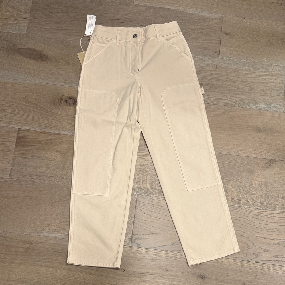 Aritzia Cream Brennan Pants with Front Patch Pockets